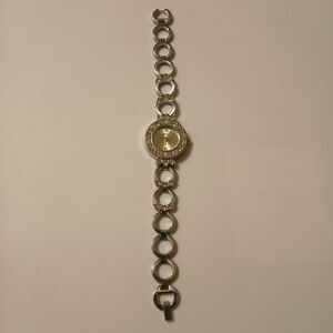 Vtg Arnex Lucien Piccard Rhinestone Silver Tone Stainless Steel Quartz Watch